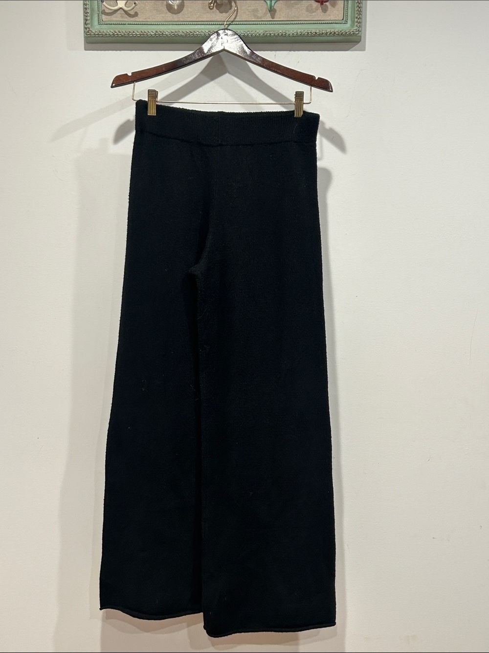 Forever 21 solid Black onyx Wide Leg Knit skim women’s lounge pants medium